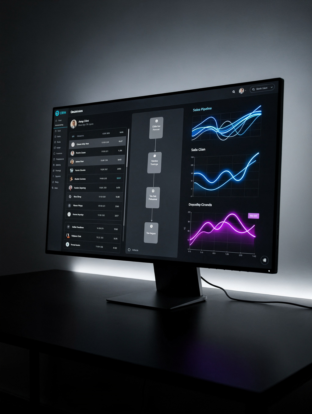 Digital interface showing automated CRM communication flows